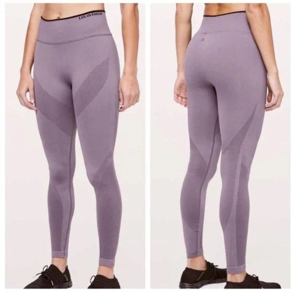 Lululemon Iconic Sweat Tight Graphite Purple Seamless Mesh Leggings 6 or 8